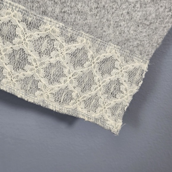 Altar'd State Vest S Gray Open Sherpa Lace Trim Cozy Boho Layering Penny Lane - Picture 5 of 10